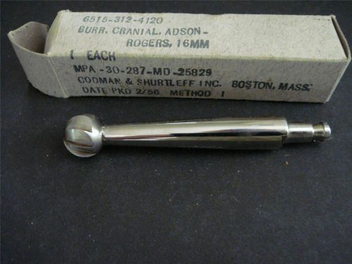 Vintage Codman &amp; Shurtleff Burr Cranial Drill Bit, Surgical Instrument, New