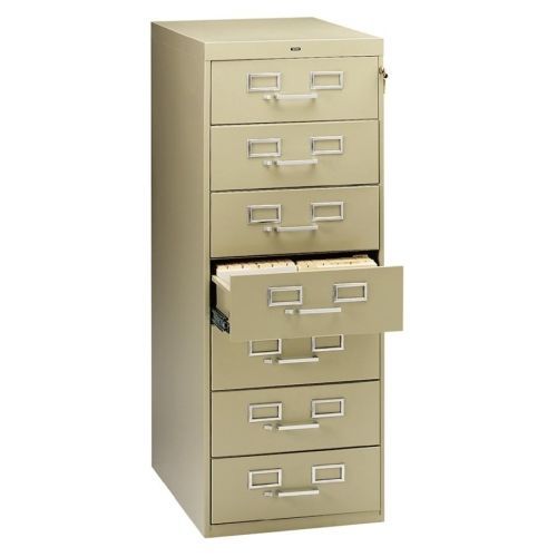 TNNCF758SD 7-Drawer Card Cabinet, w/Lock, Cap.38,100,19&#034;x28&#034;x52&#034;, Sand