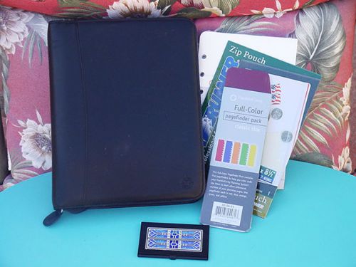 Franklin Covey Pocket Black Leather Zipper Binder w/PDA Andriod Smartphone Spot