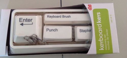 NWT KEYBOARD KEYS OFFICE SUPPLIES, STAPLER, PUNCH, PAPERCLIP HOLDER, BRUSH