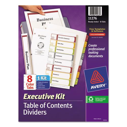 Ready index contents dividers, 8-tab, 1-8, letter, multicolor, set of 8 for sale