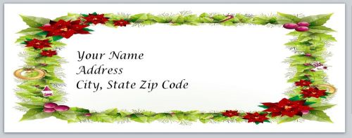 30 Christmas Poinsettia Personalized Return Address Labels Buy3 get1 free (bo85)