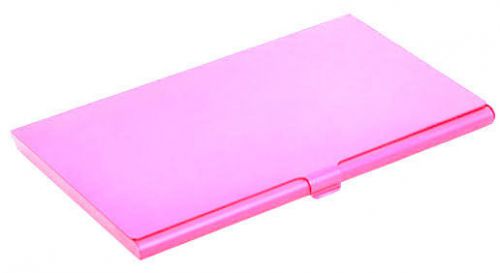 NEW -  SLIM LIGHT METAL PINK BUSINESS CARD HOLDER (UK)