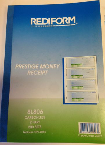 7 Money Receipt Books Rediform 8L806, Carbonless, 2 Pt NCR  Older Style