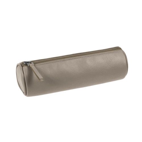 Round pencil holder - Light Taupe - Smooth Calfskin - Leather