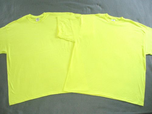 2 New Mens Safety Green Short Sleeve T- Shirts Size 4XL XXXXL