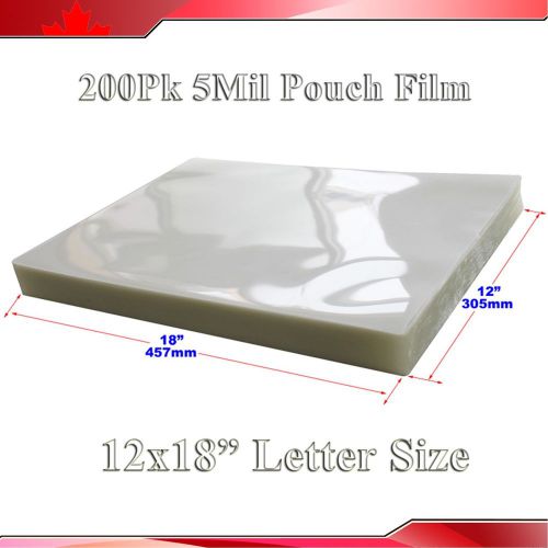 200pk 5mil 18x12&#034; large size clear laminating pouch film thermal hot lamintor for sale