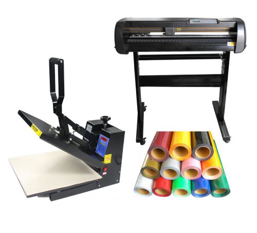 24&#034; cutting plotter &amp; 15x15 heat press &amp;2yards t-shirt heat transfer vinyl print for sale