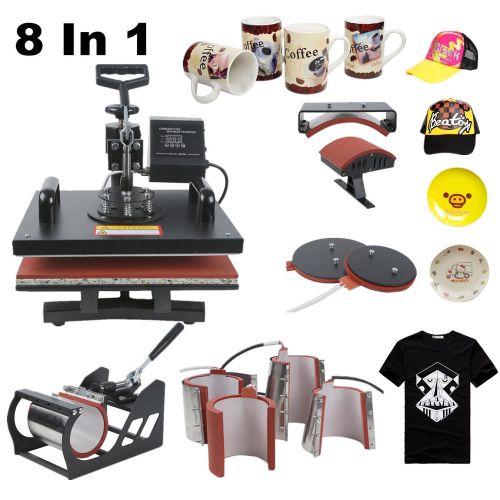 Pro 8 in 1 t-shirt hat mug cap heat transfer press sublimation machine 15&#039;&#039;x12&#039;&#039; for sale