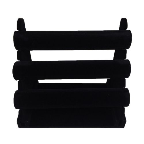 NEW 3-Tier Black Velvet Jewelry Bracelet Watch Display Rack Holder