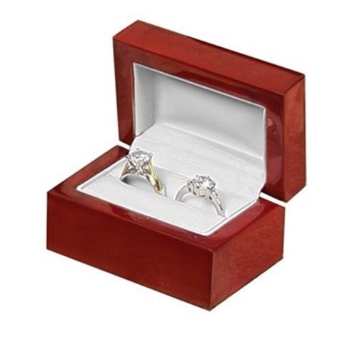 6 New Cherry Wood Double Dual Ring Wedding Bridal Engagement Jewelry Gift Boxes