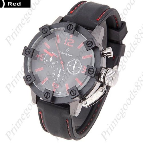 Round Rubber Band Quartz Wrist Men&#039;s Free Shipping Wristwatch Red