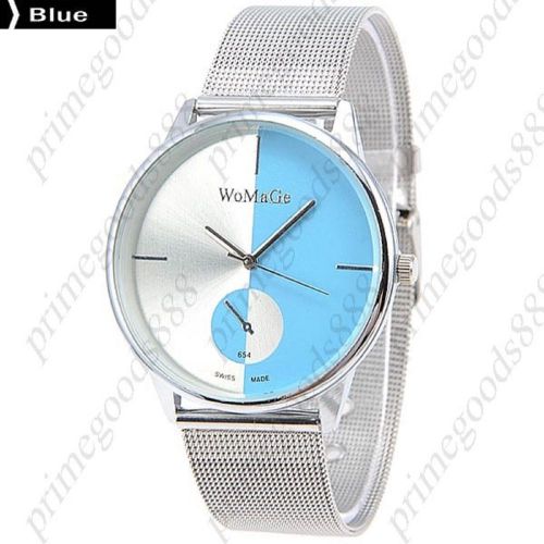 Round Case Quartz Analog Alloy Band Men&#039;s Wrist Wristwatch in Blue