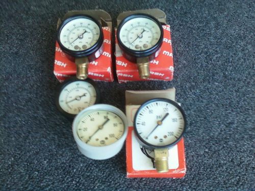 LOT OF 2 MARSH  2&#034; GAUGES 0 - 100 PSI   J1448    1/4  BM--AMITEC 47101--MORE