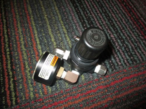 Norgren pneumatic pressure regulator w/ gauge &amp; swagelok fittings r07-200-rgea for sale