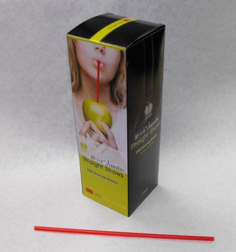 250 piece 10.25&#034; RED JUMBO DRINKING STRAWS UJ1025RED Soda Cocktail FREE SHIP