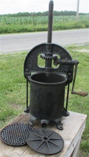 Enterprise 8 Quart Lard Press Cast Iron Sausage Stuffer Fruit Apple Cider! c