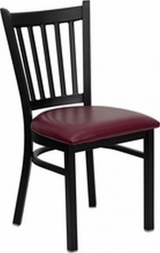 NEW METAL DESIGNER RESTAURANT CHAIRS W BURGUNDY  VINYL SEAT** LOT OF 24 CHAIRS**