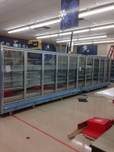 Hussmann Glass door Reach In Freezer or Cooler Display Case / 10 door run