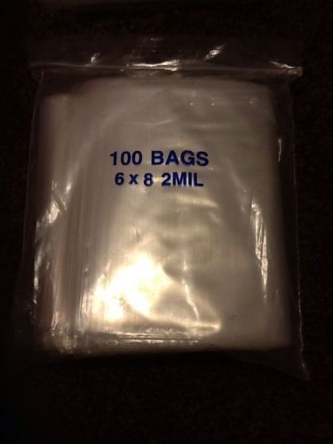 100 Clear Zip bags 6 x 8 - 2 mil thick