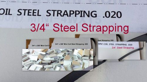 200 ft 3/4&#034; x .020  mini coil steel strapping  plus (1000) 3/4&#034; steel open seals for sale