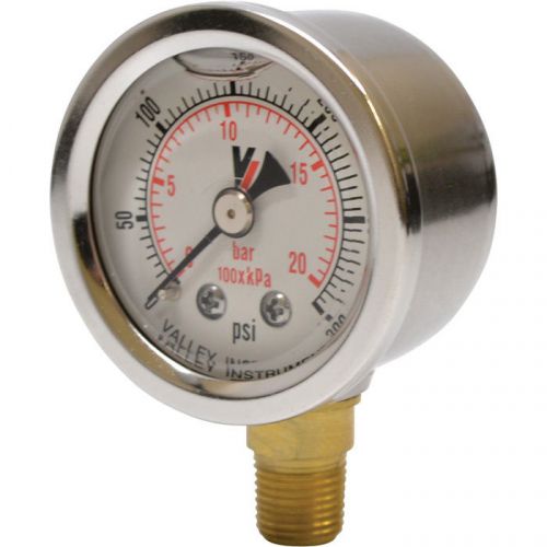 Valley Instrument Grade A Stem Mount Glycerin Filled Gauge-0-300 PSI #0140GXB300