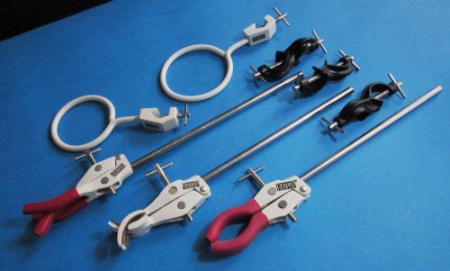 RETORT/THREE PRONG/ FOUR PRONG CLAMP W/3 BOSS HEAD &amp; 2 FLASK HOLDER A1Clamp LAB