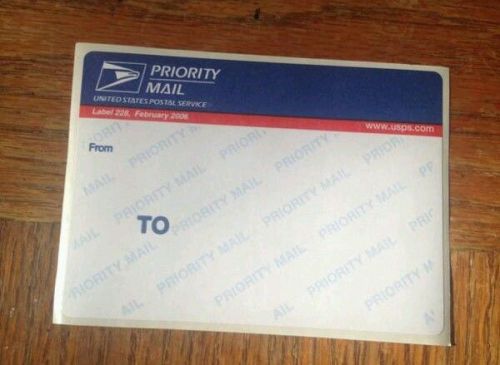 Vintage Unused USPS Priority Label 228 Blue Top February 2006 - Slap Sticker