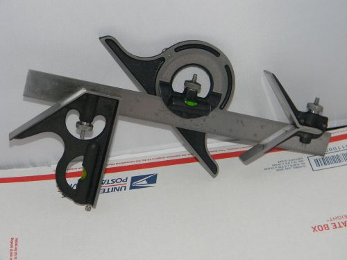 Brown &amp; Sharpe Combination Square-12&#034;Rule,Protractor,Center,Square, Machinist