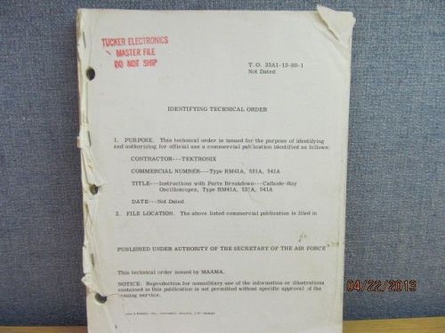 TEKTRONIX RM41A Special Type RM41A Information  w/schematics