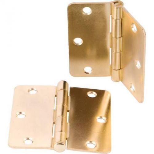 Anvil Mark Butt Hinges 3 1/2&#034;  1/4&#034; Radius Satin Brass Anvil Mark Doorknobs