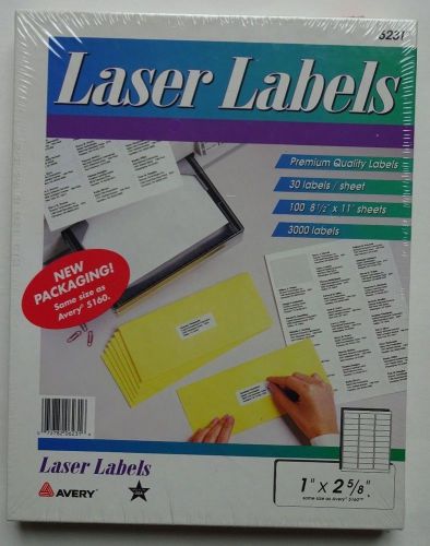 3000 Avery 5160 6231 Easy Peel Address Labels White Laser 1&#034; x 2 5/8&#034; 100 sheets