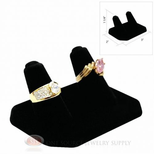 1 1/4&#034; Double Finger Black Velvet Ring Display Jewelry Showcase Presentation