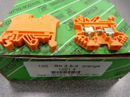 (100) NEW CONTA-CLIPS RK2.5-4-OG  ORANGE TERMINAL BLOCKS