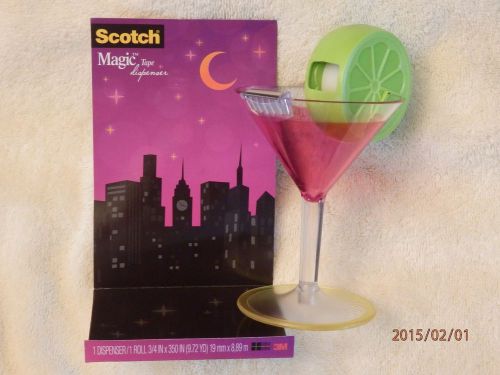 NIB 3M SCOTCH LIME GREEN COSMO MARTINI GLASS FASHION TAPE DISPE