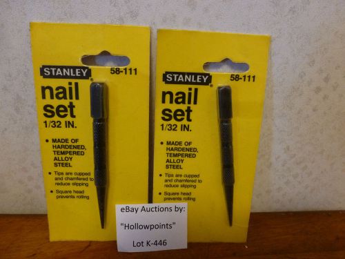 K446 STANLEY 58-111 1/32&#034; NAIL SET 4 WOODWORKING CABINET CARPENTER SHOP lot of 2