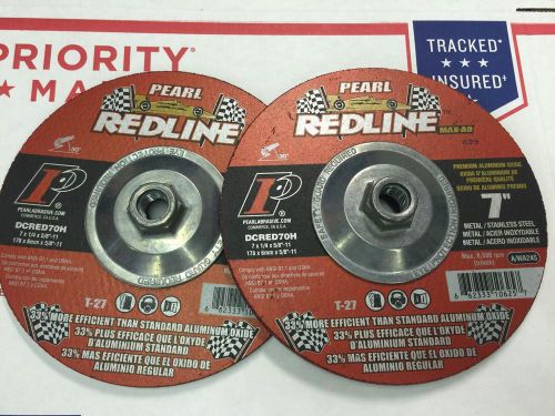 Pearl Abrasive DCRED70H 7&#034; x 1/4 Depressed Center Grinding Wheel T27Aluminum 2pc