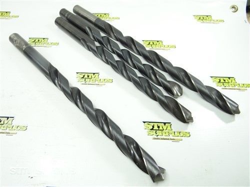 LOT OF 4 HSS HEAVY DUTY EXTRA LENGTH TWIST DRILLS 15/16&#034; TO 1&#034;