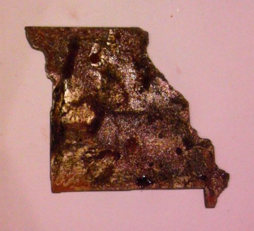 6 inch missouri state shape rough rusty metal vintage stencil ornament magnet for sale