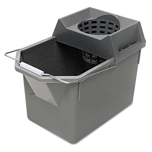 Rubbermaid Commercial Pail/Strainer Combination, 15Qt, Steel Gray