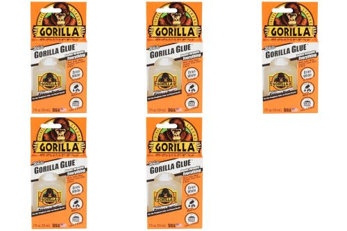 Gorilla Glue White 237J 2 Oz Bottle, Dries White And 2 Times Faster-5-Pack