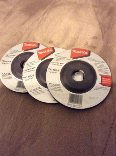 3 Pack Makita Abrasive 4 1/2 x 1/4 x 7/8 Grinding Wheel 13,300 Max RPM 741423-B