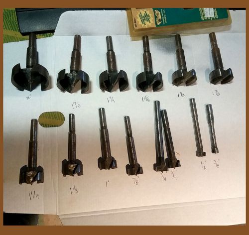 14 Piece Router Bit Set Boring Set ~Hole Chisel Flat Bottom 3/8 Shank