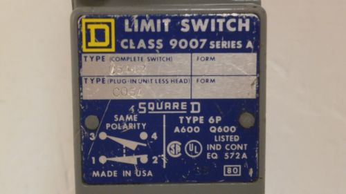 SQUARE D LIMIT SWITCH 9007 C54A2