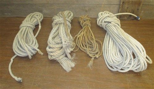 Lot 4 Bundles Assorted Diameter Hemp Rope Used Pulley Hay Carrier Barn Tie Down