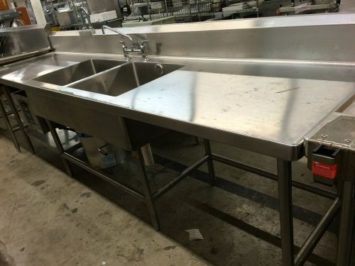 S/S 9 1/2&#039; 2 Compartment Prep Sink w/SALVAJOR Disposal