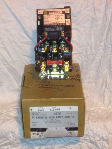 Square d 8536sco3v02s magnetic motor starter. new in box for sale