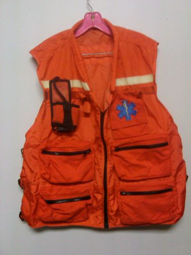 BASHAW EMS EMT TACTICAL MEDIC UTILITY HIGH VISIBILITY EQUIPMENT VEST ORANGE XL