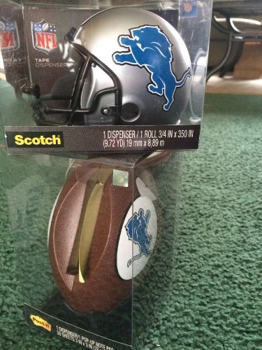 Scotch Nfl Helmet Tape Dispenser, Detroit Lions, Plus 1 Roll Tape ,Post It Dispe