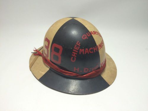 Vtg HAND-PAINTED Hard Hat Chief Quarterman Machinist Naval Shipyard MSA Miner